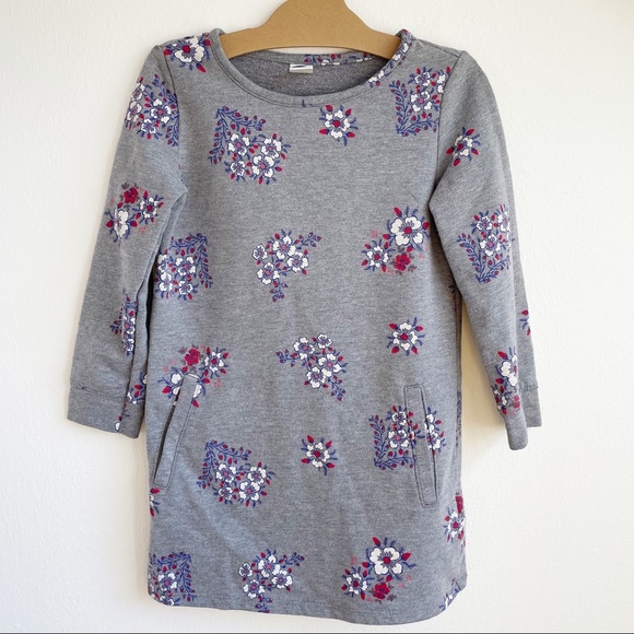 Old Navy Kids Floral Sweatshirt Dress Pockets Size 4 - Picture 1 of 7